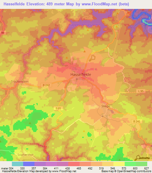 Hasselfelde,Germany Elevation Map