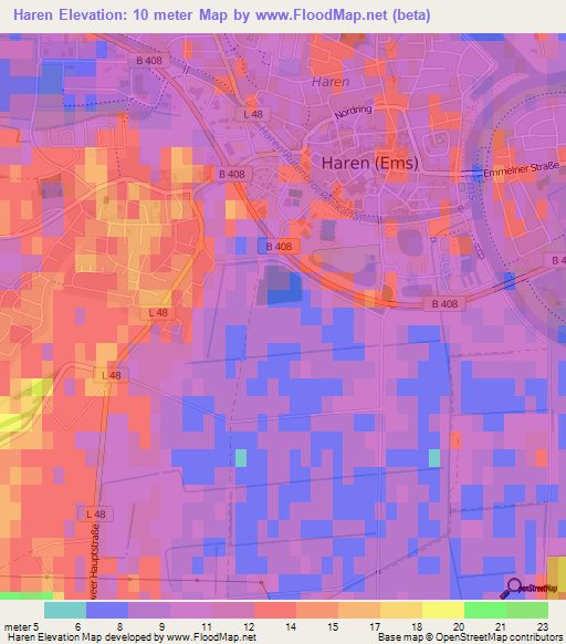 Haren,Germany Elevation Map