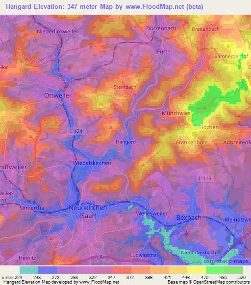 Hangard,Germany Elevation Map