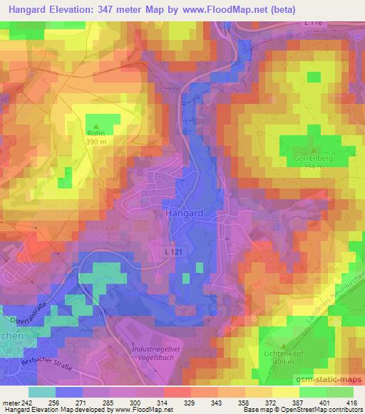 Hangard,Germany Elevation Map