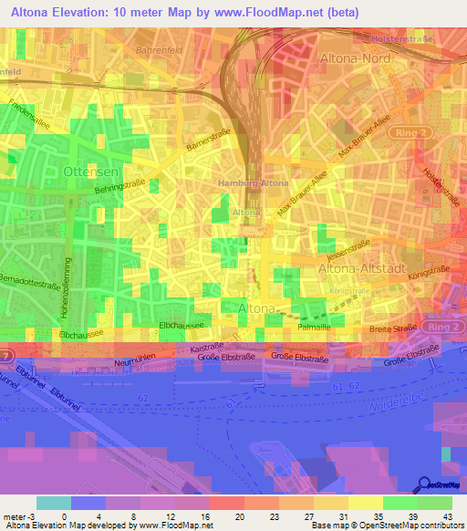 Altona,Germany Elevation Map