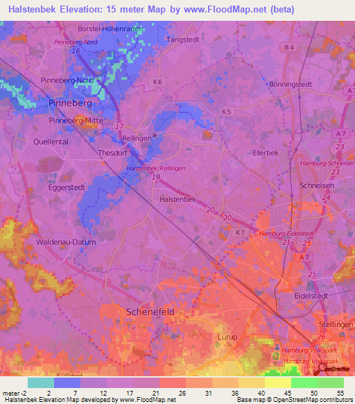 Halstenbek,Germany Elevation Map