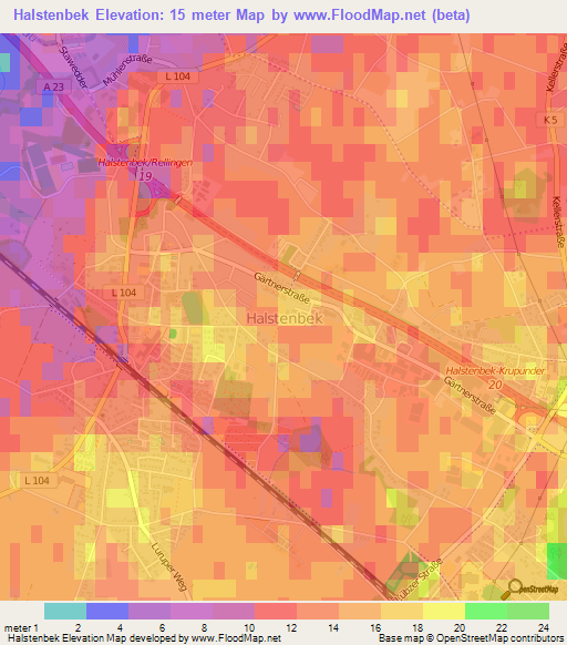 Halstenbek,Germany Elevation Map