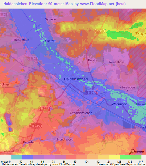 Haldensleben,Germany Elevation Map