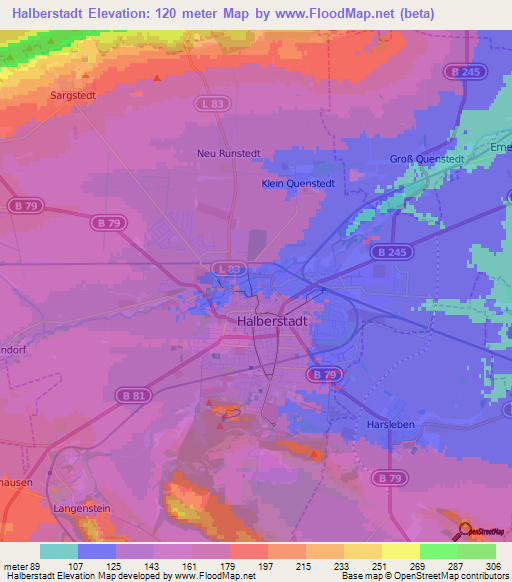 Halberstadt,Germany Elevation Map