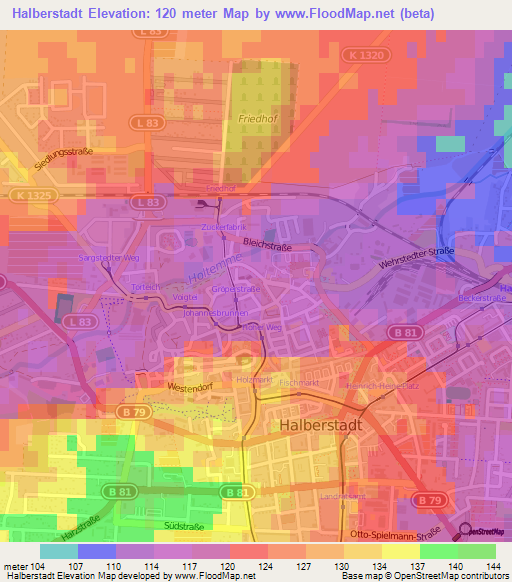 Halberstadt,Germany Elevation Map