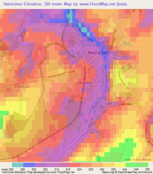 Hainichen,Germany Elevation Map