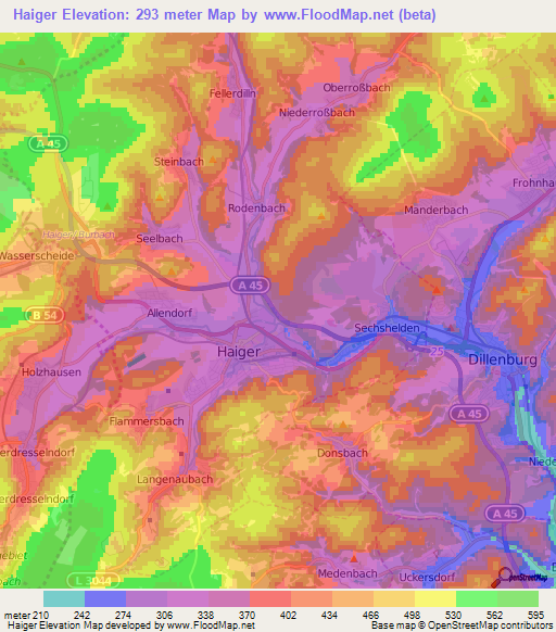 Haiger,Germany Elevation Map