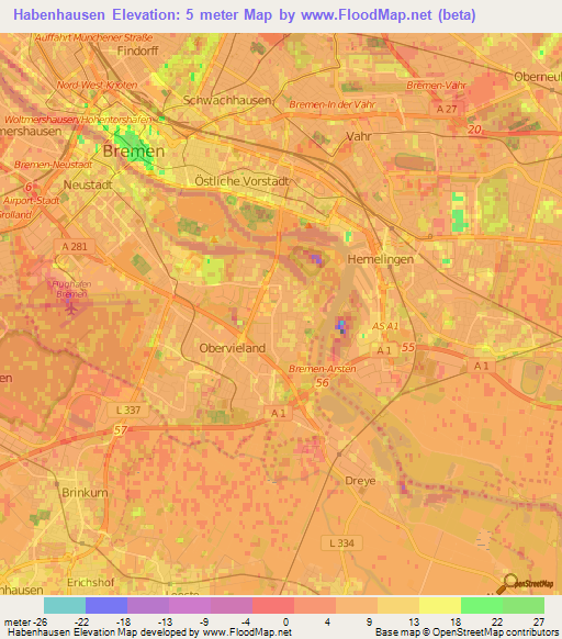 Habenhausen,Germany Elevation Map