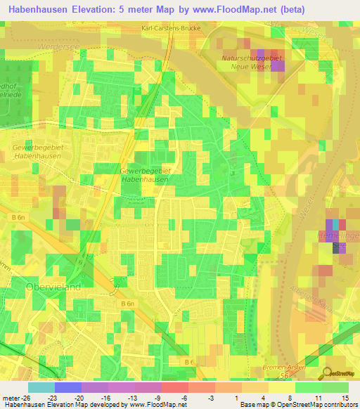 Habenhausen,Germany Elevation Map