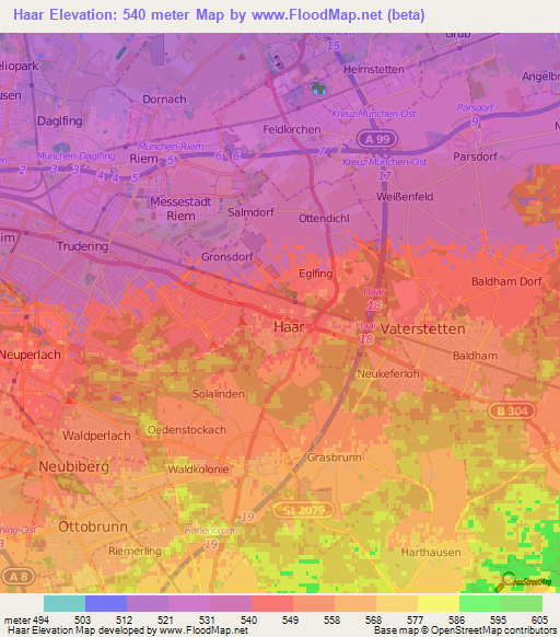 Haar,Germany Elevation Map