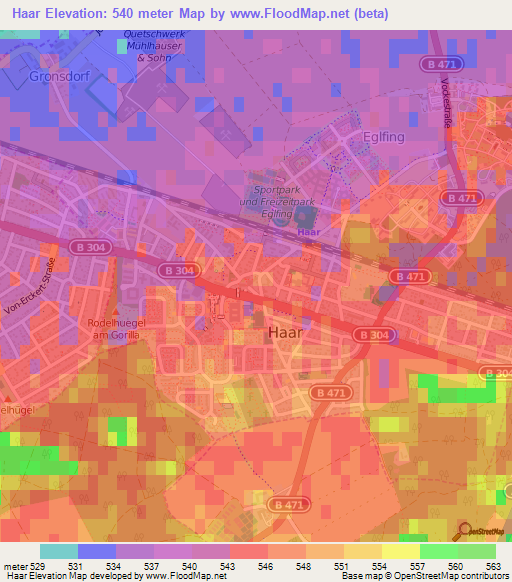 Haar,Germany Elevation Map