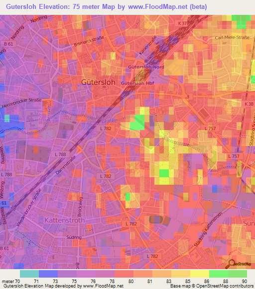 Gutersloh,Germany Elevation Map