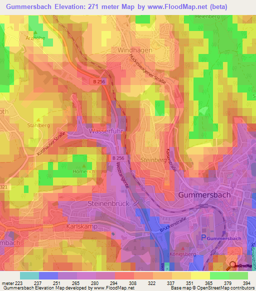 Gummersbach,Germany Elevation Map