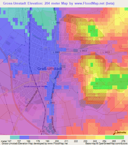 Gross-Umstadt,Germany Elevation Map