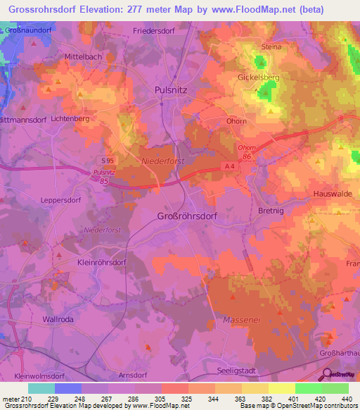 Grossrohrsdorf,Germany Elevation Map
