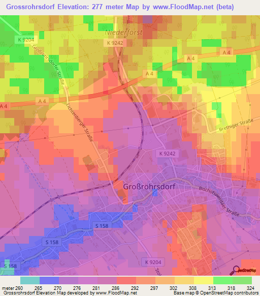 Grossrohrsdorf,Germany Elevation Map