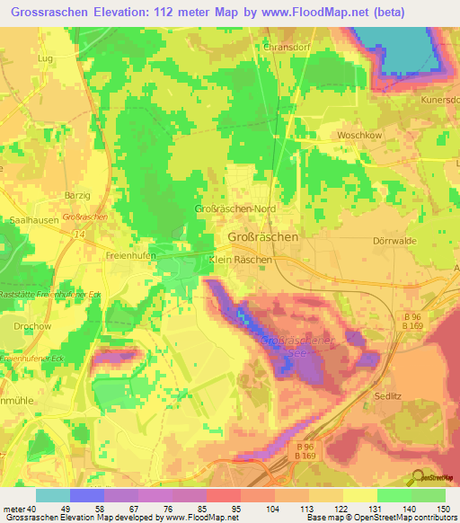 Grossraschen,Germany Elevation Map