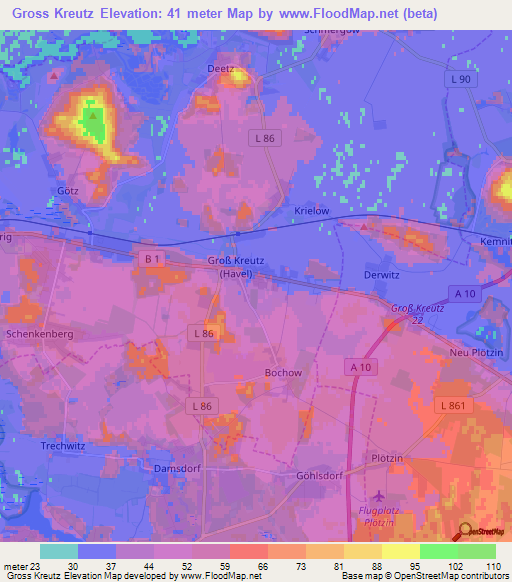 Gross Kreutz,Germany Elevation Map