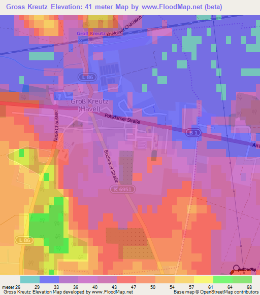 Gross Kreutz,Germany Elevation Map