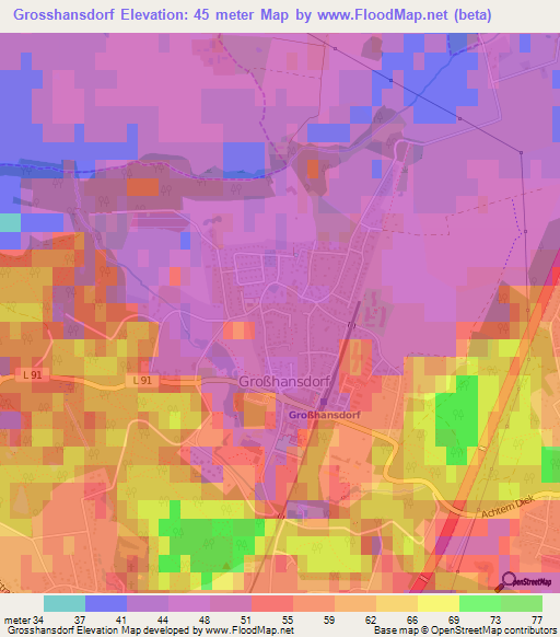 Grosshansdorf,Germany Elevation Map