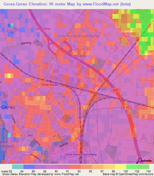 Gross-Gerau,Germany Elevation Map