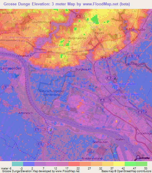 Grosse Dunge,Germany Elevation Map