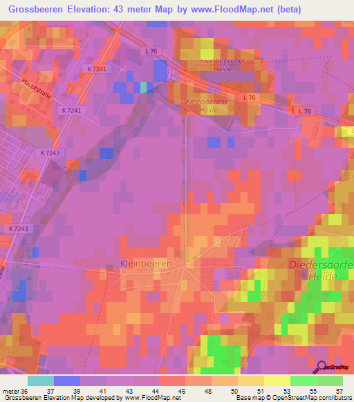 Grossbeeren,Germany Elevation Map