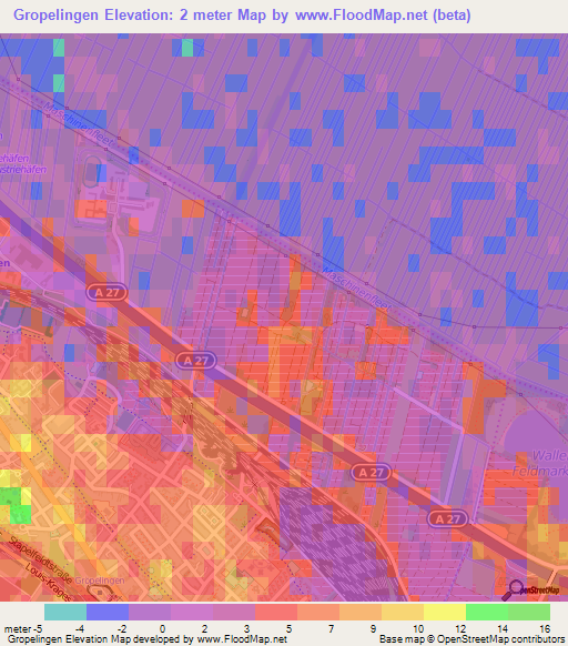 Gropelingen,Germany Elevation Map