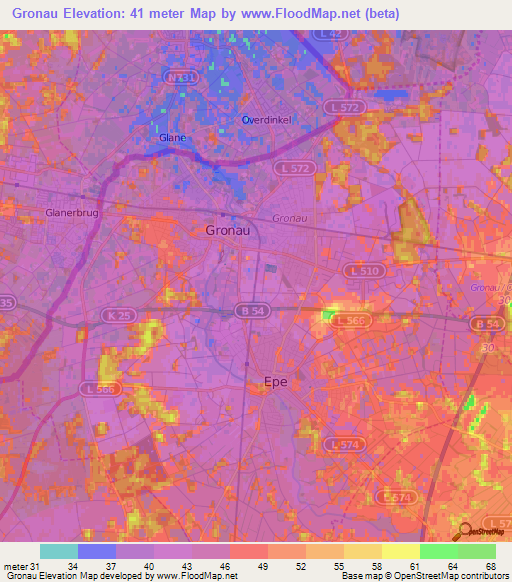 Gronau,Germany Elevation Map