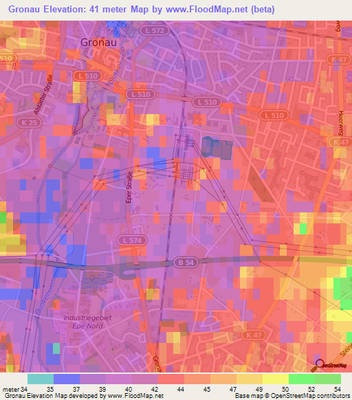 Gronau,Germany Elevation Map