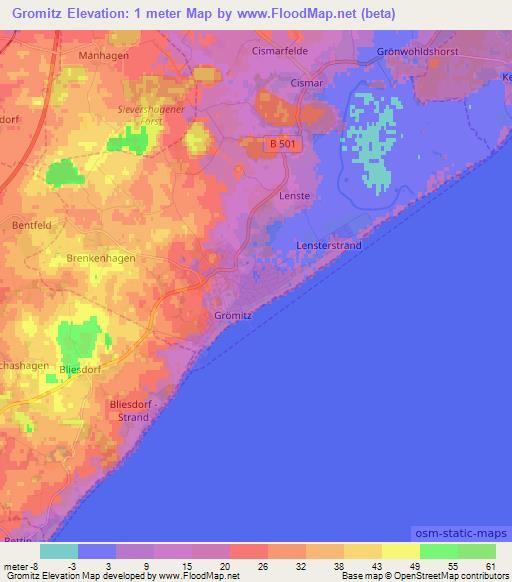 Gromitz,Germany Elevation Map