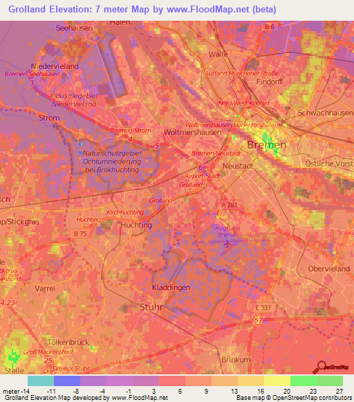 Grolland,Germany Elevation Map