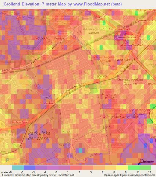 Grolland,Germany Elevation Map