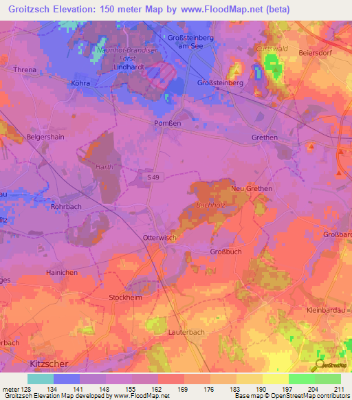 Groitzsch,Germany Elevation Map