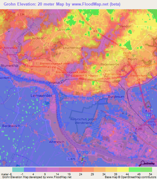 Grohn,Germany Elevation Map