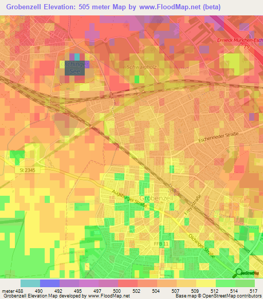 Grobenzell,Germany Elevation Map