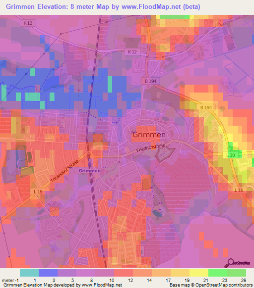 Grimmen,Germany Elevation Map