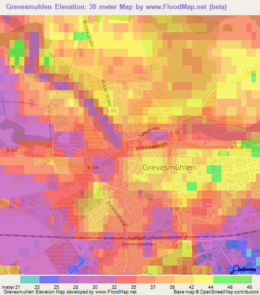 Grevesmuhlen,Germany Elevation Map