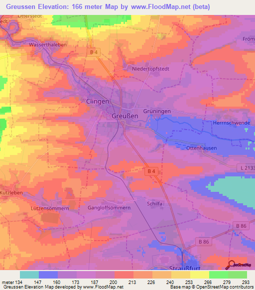 Greussen,Germany Elevation Map