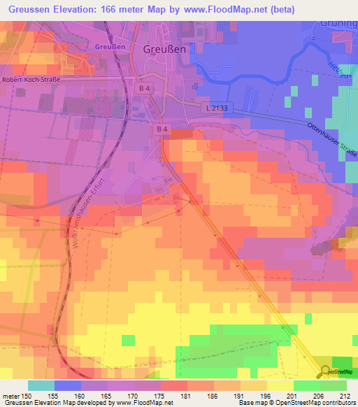 Greussen,Germany Elevation Map