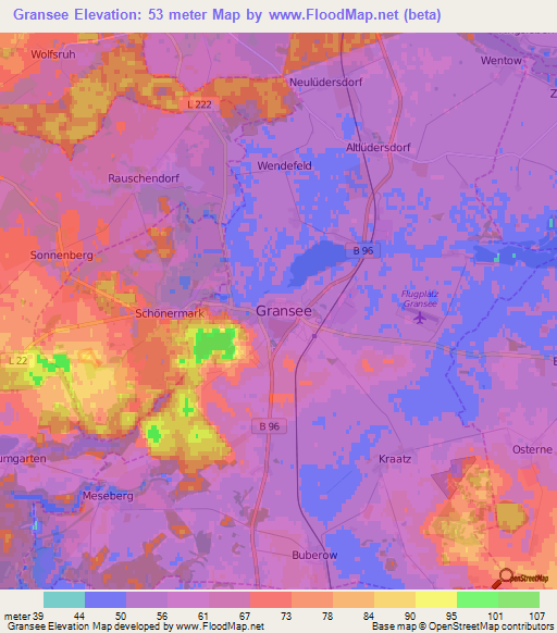 Gransee,Germany Elevation Map