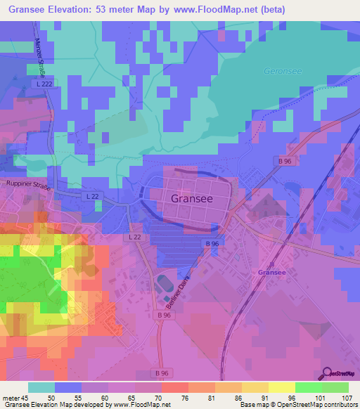 Gransee,Germany Elevation Map