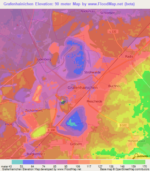 Grafenhainichen,Germany Elevation Map