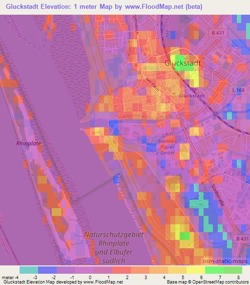 Gluckstadt,Germany Elevation Map