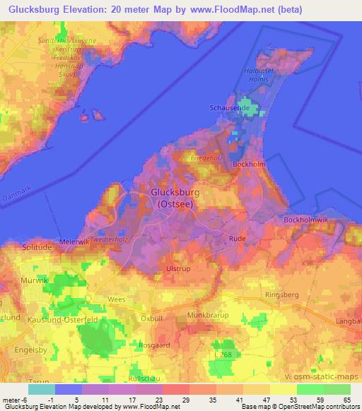 Glucksburg,Germany Elevation Map