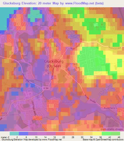 Glucksburg,Germany Elevation Map