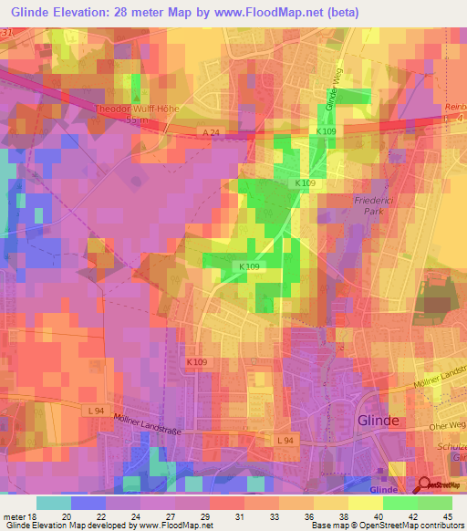 Glinde,Germany Elevation Map