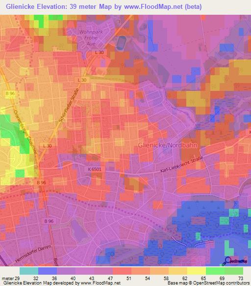 Glienicke,Germany Elevation Map