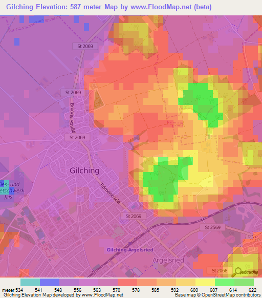 Gilching,Germany Elevation Map